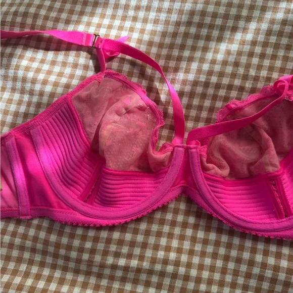 Dita Von Teese Hot Pink Madame X Balconette Underwire Bra 34DD - Picture 5 of 6